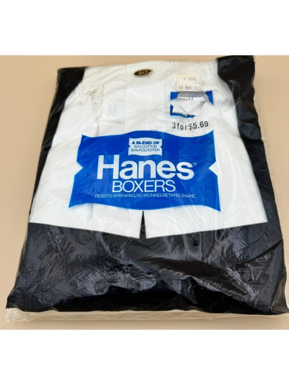 Vintage Mens Hanes 3-Pack White Boxers Size 40 New In Package 1970s - 80s